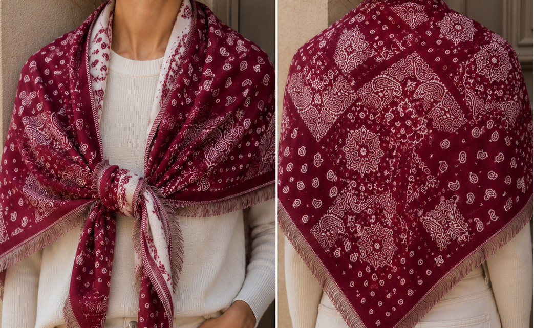Deep Cherry Triangle Scarf