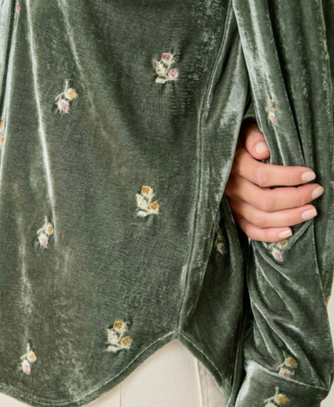 Embroidered Velvet Shirt