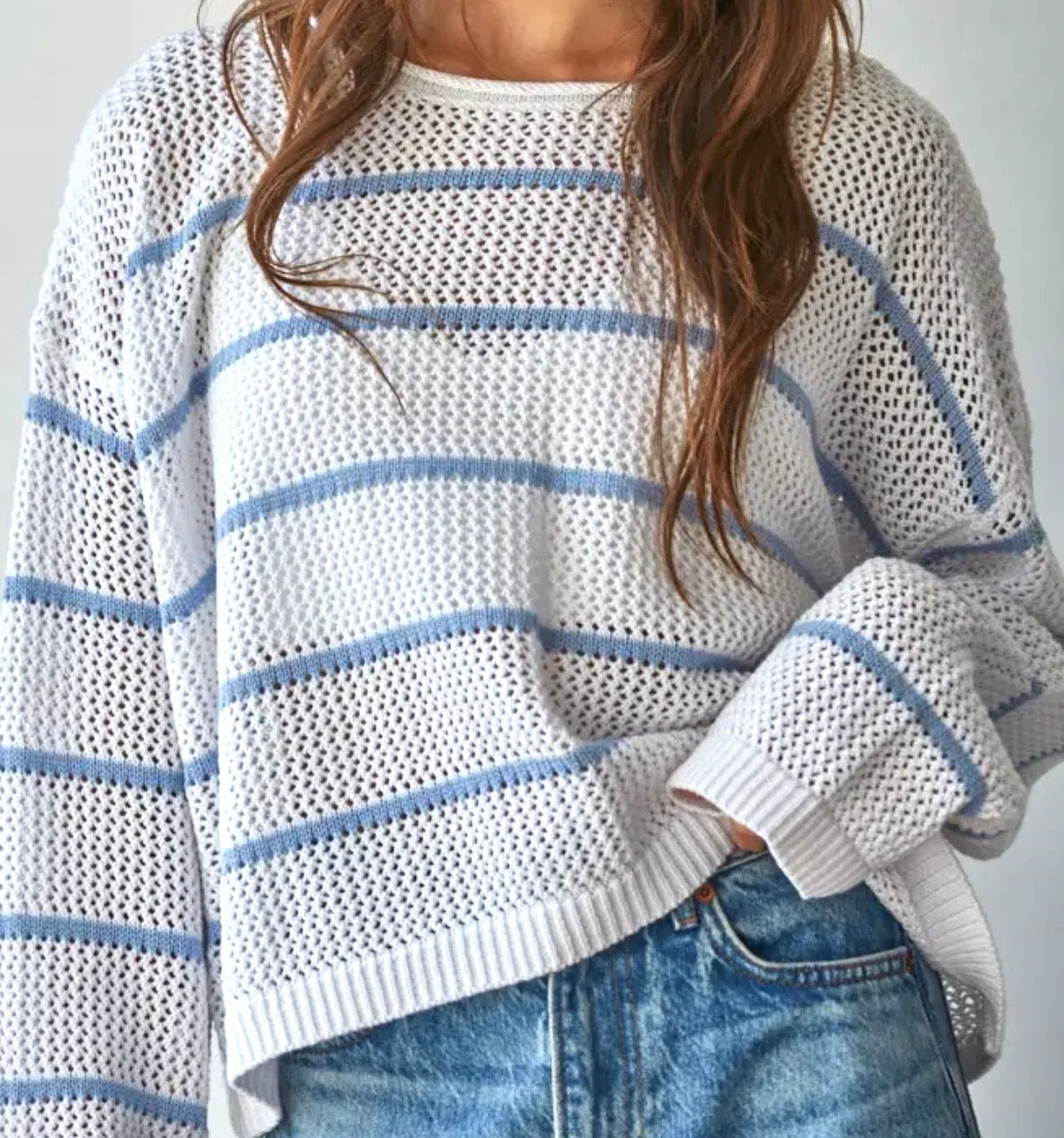 White/Blue Striped Sweater
