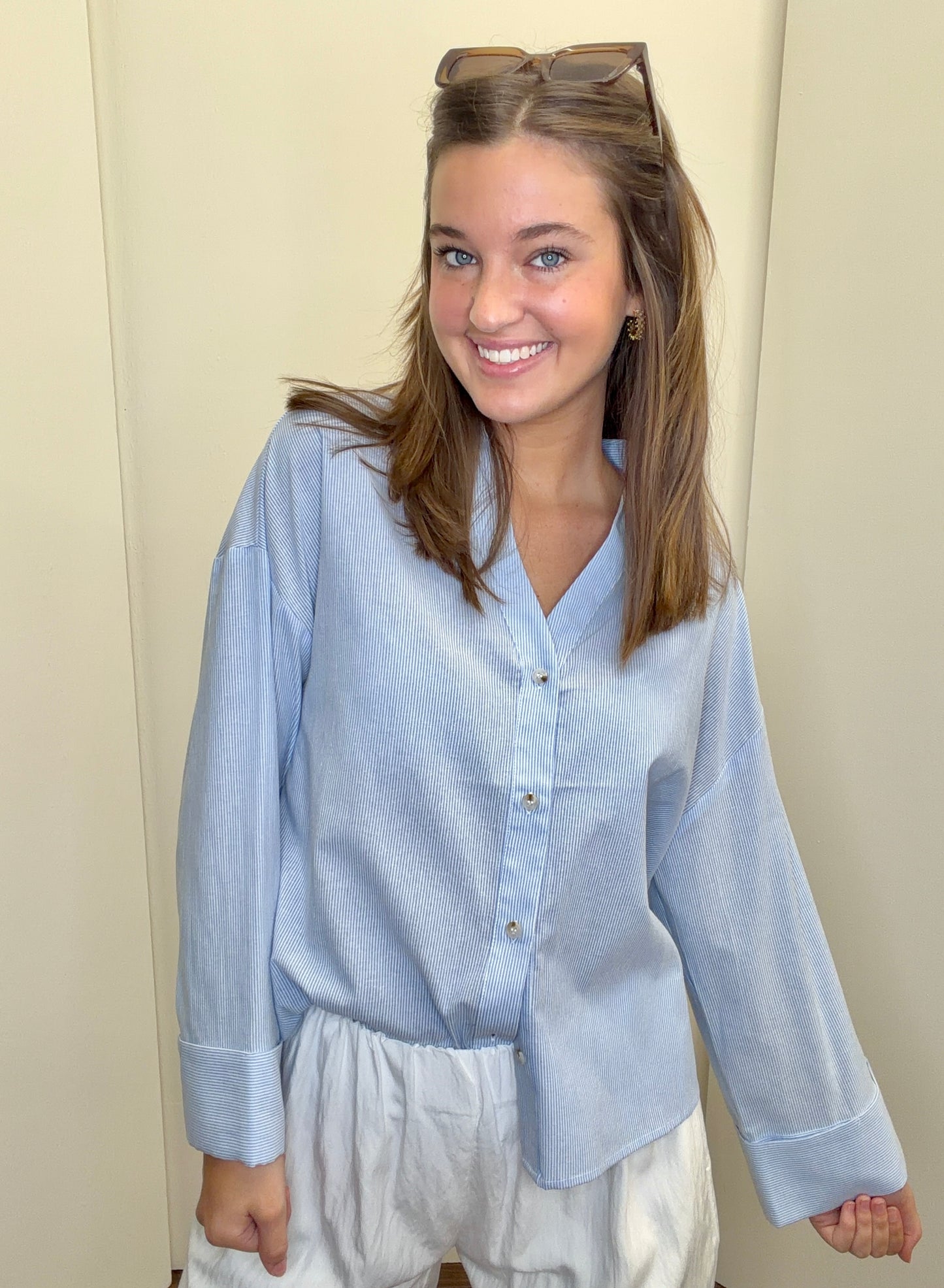 3/4 Sleeve Stripe Shirt