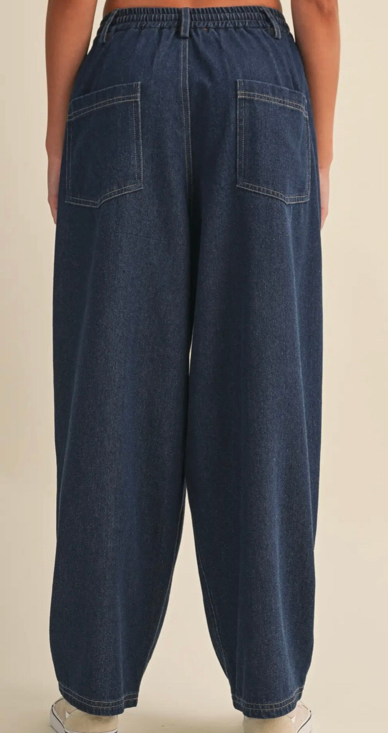 Dark Wash Barrel Jeans