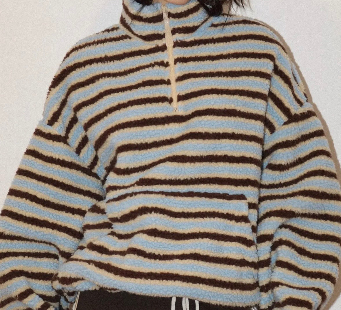 Striped Sherpa Pullover