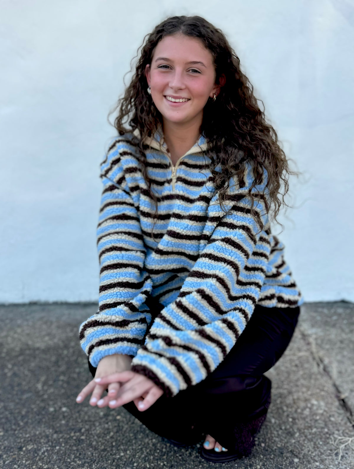 Striped Sherpa Pullover