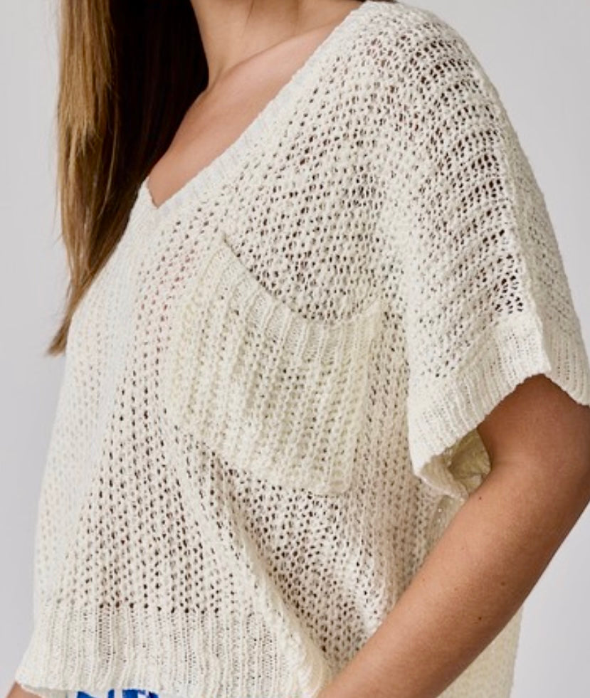 V Neck Ivory Top