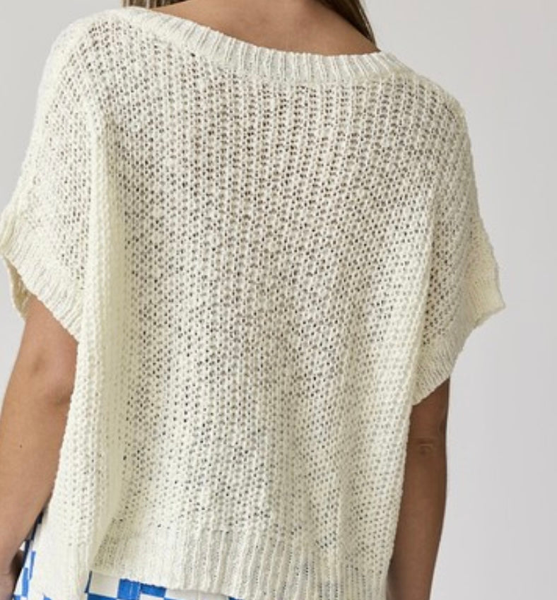 V Neck Ivory Top
