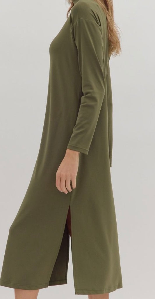 Mock Neck Midi Dress