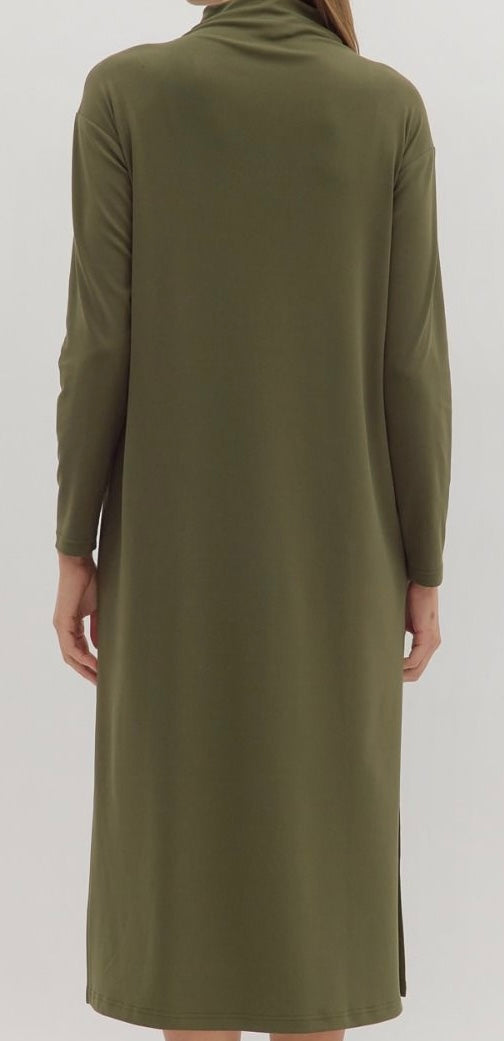 Mock Neck Midi Dress