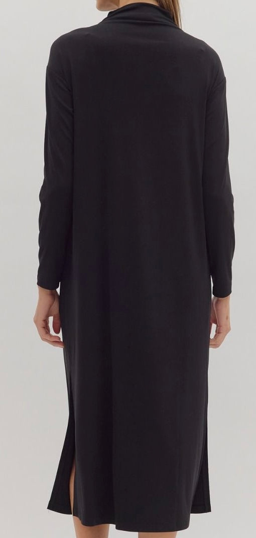 Mock Neck Midi Dress