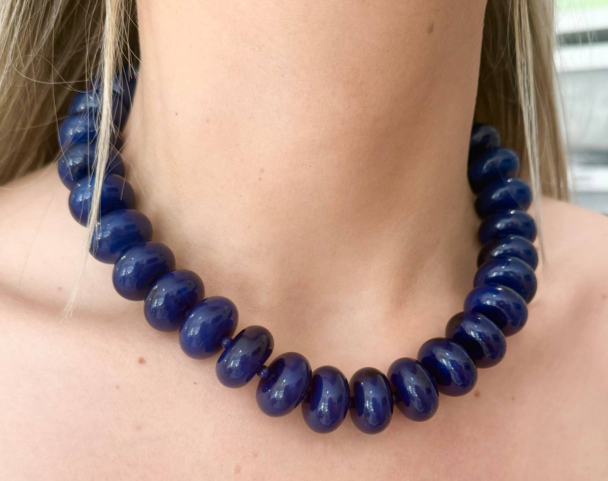 Bailey Chunky Beaded Necklace- Navy