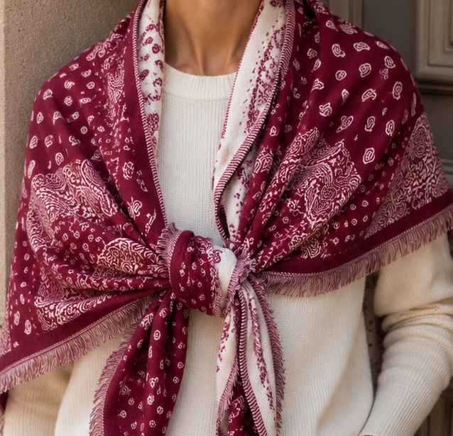 Deep Cherry Triangle Scarf