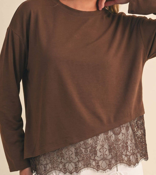 Lace Hem Pullover