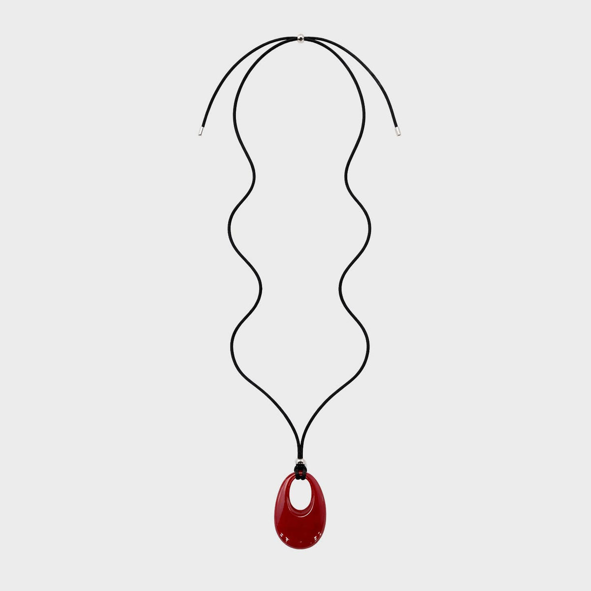 Statement Cord Modern Resin Pendant Necklace – Brown & Red: Brown