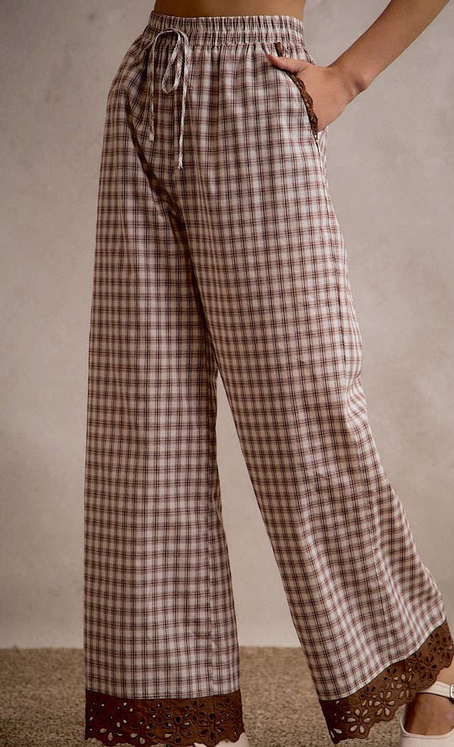 Plaid Wide Leg Pants