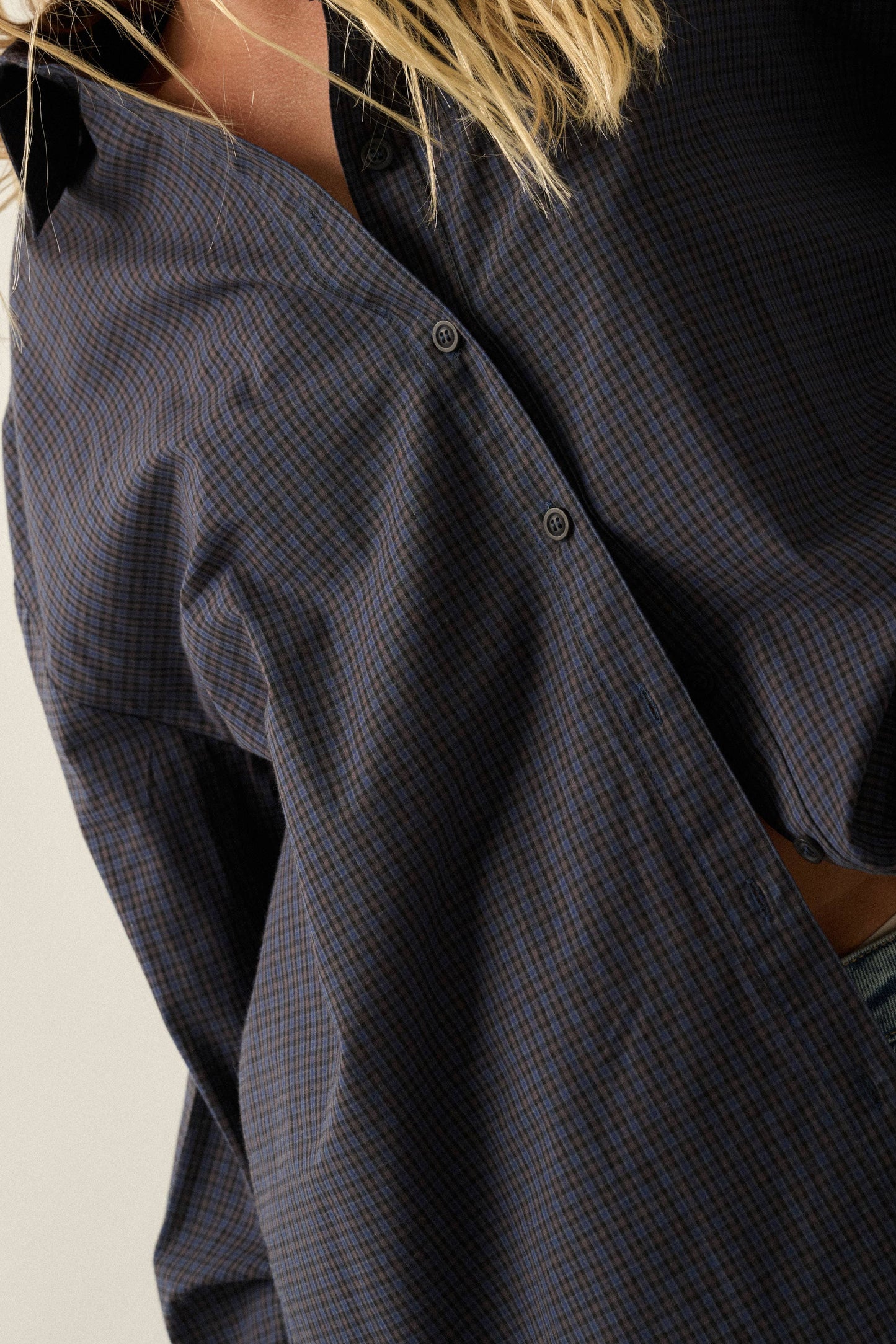 Navy Plaid Oversize Shirt