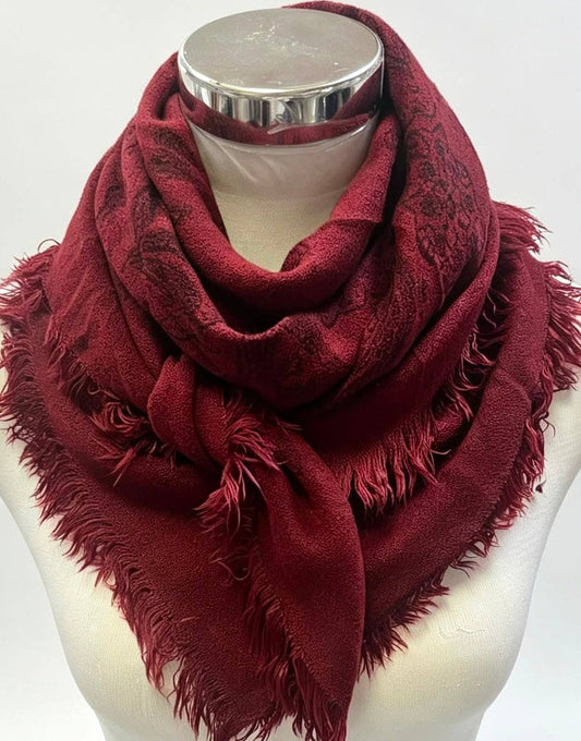 Deep Cherry Square Scarf