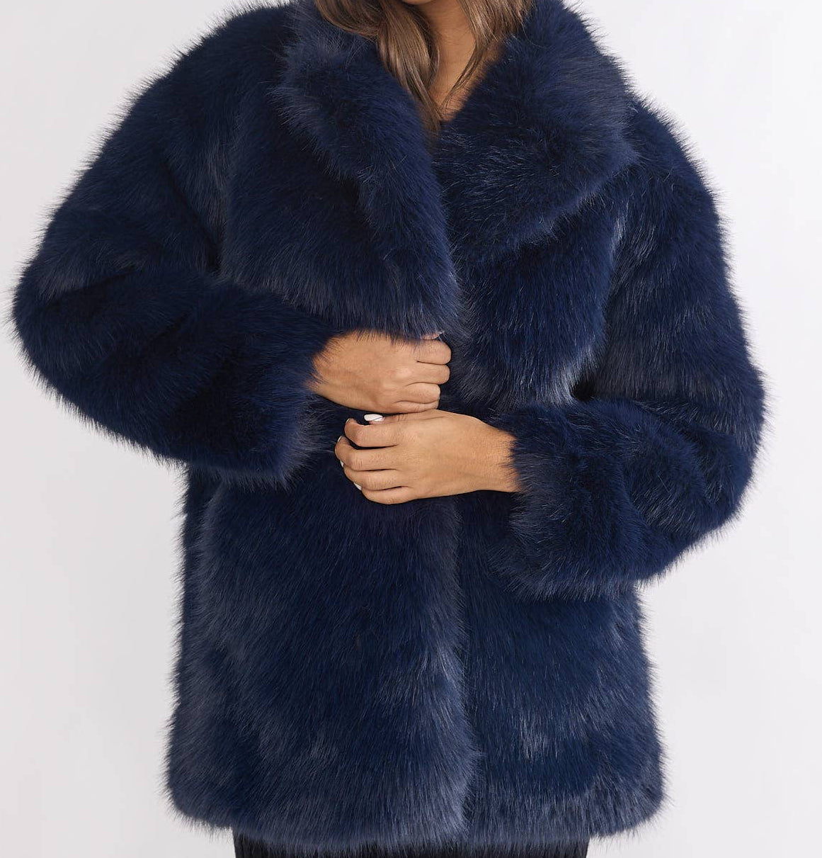 Faux Fur Navy Coat