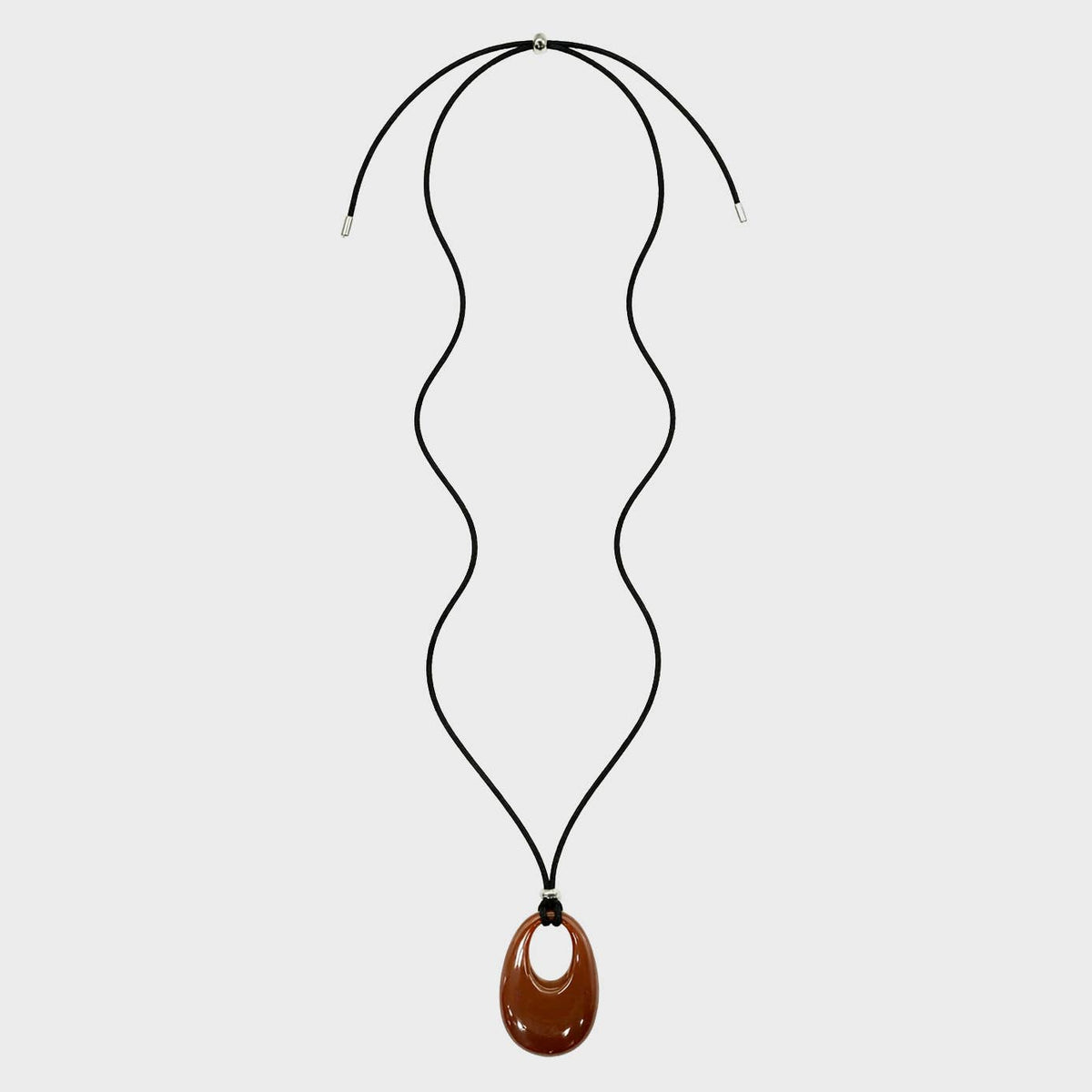 Statement Cord Modern Resin Pendant Necklace – Brown & Red: Brown