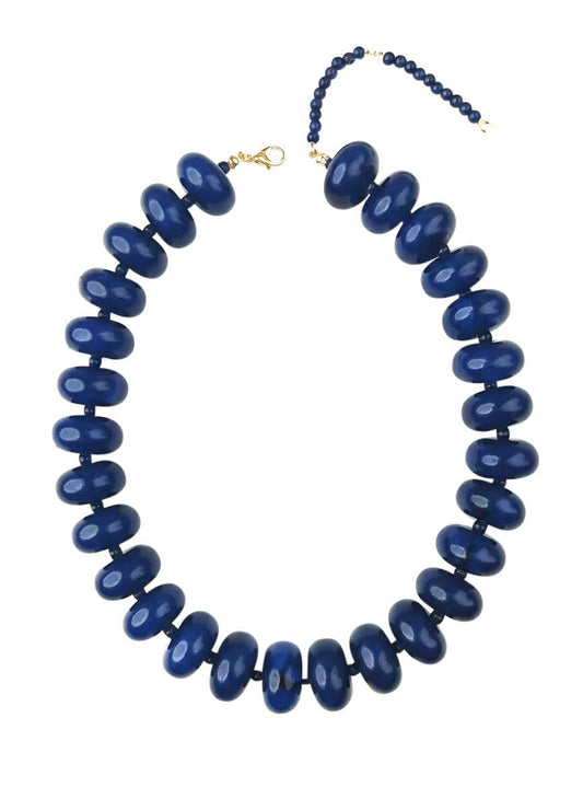 Bailey Chunky Beaded Necklace- Navy