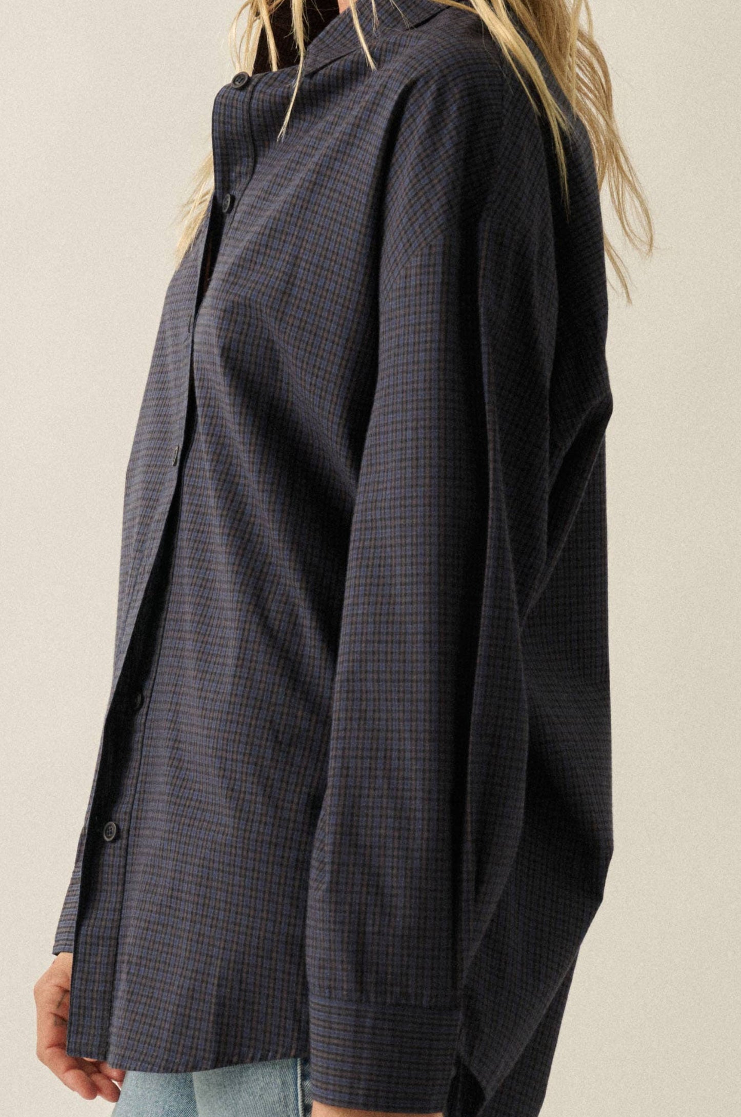 Navy Plaid Oversize Shirt
