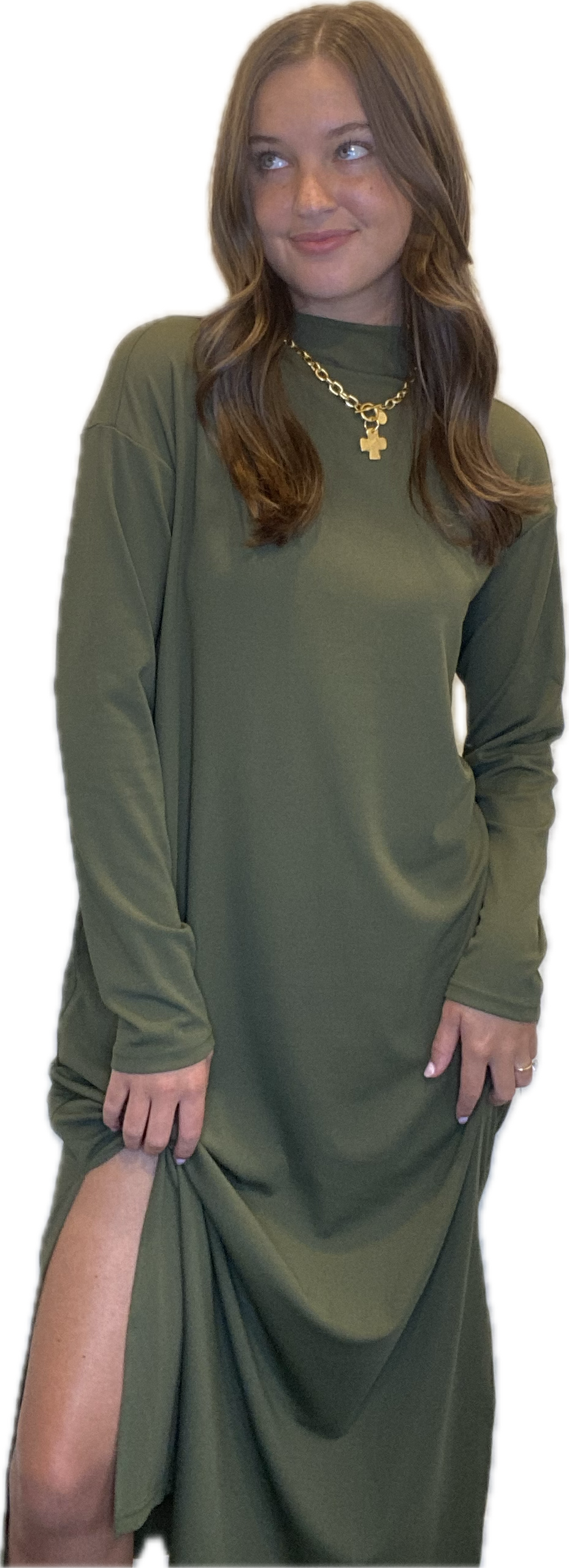 Mock Neck Midi Dress