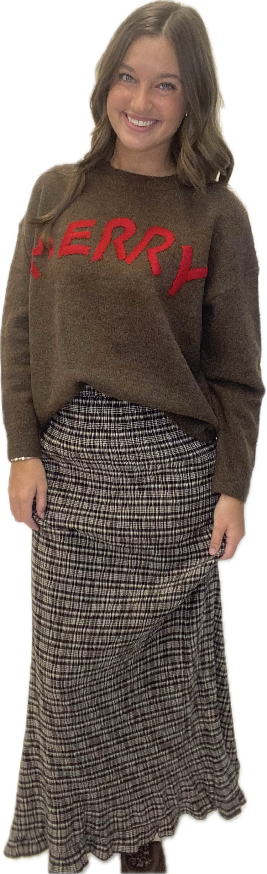Crinkle Plaid Skirt