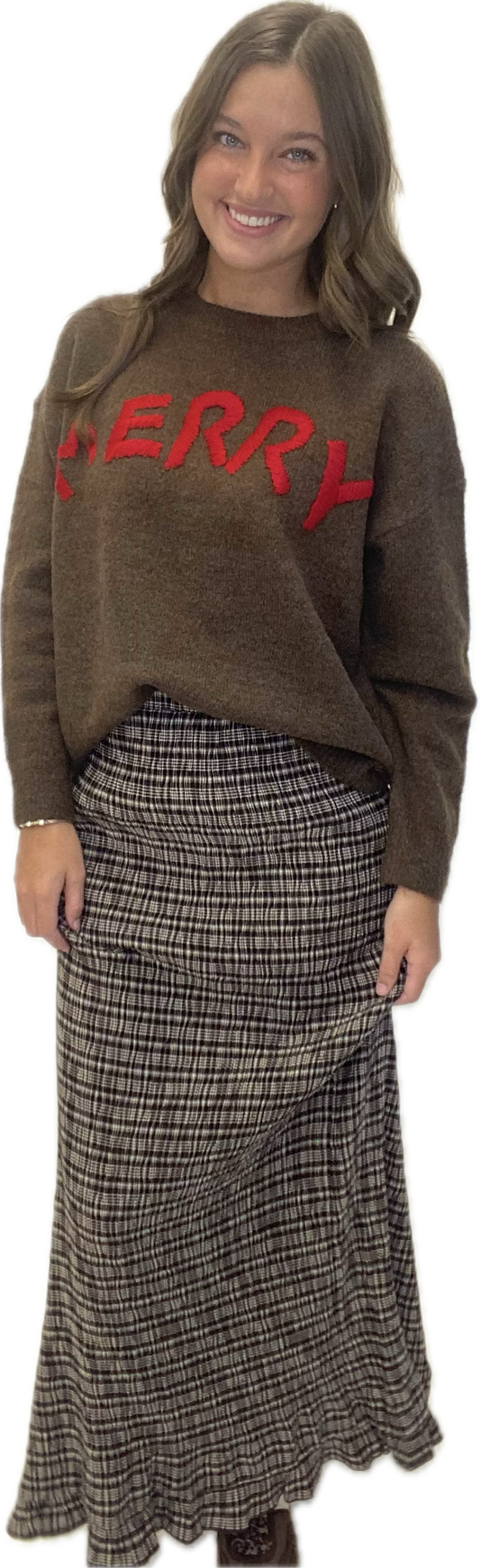 Crinkle Plaid Skirt