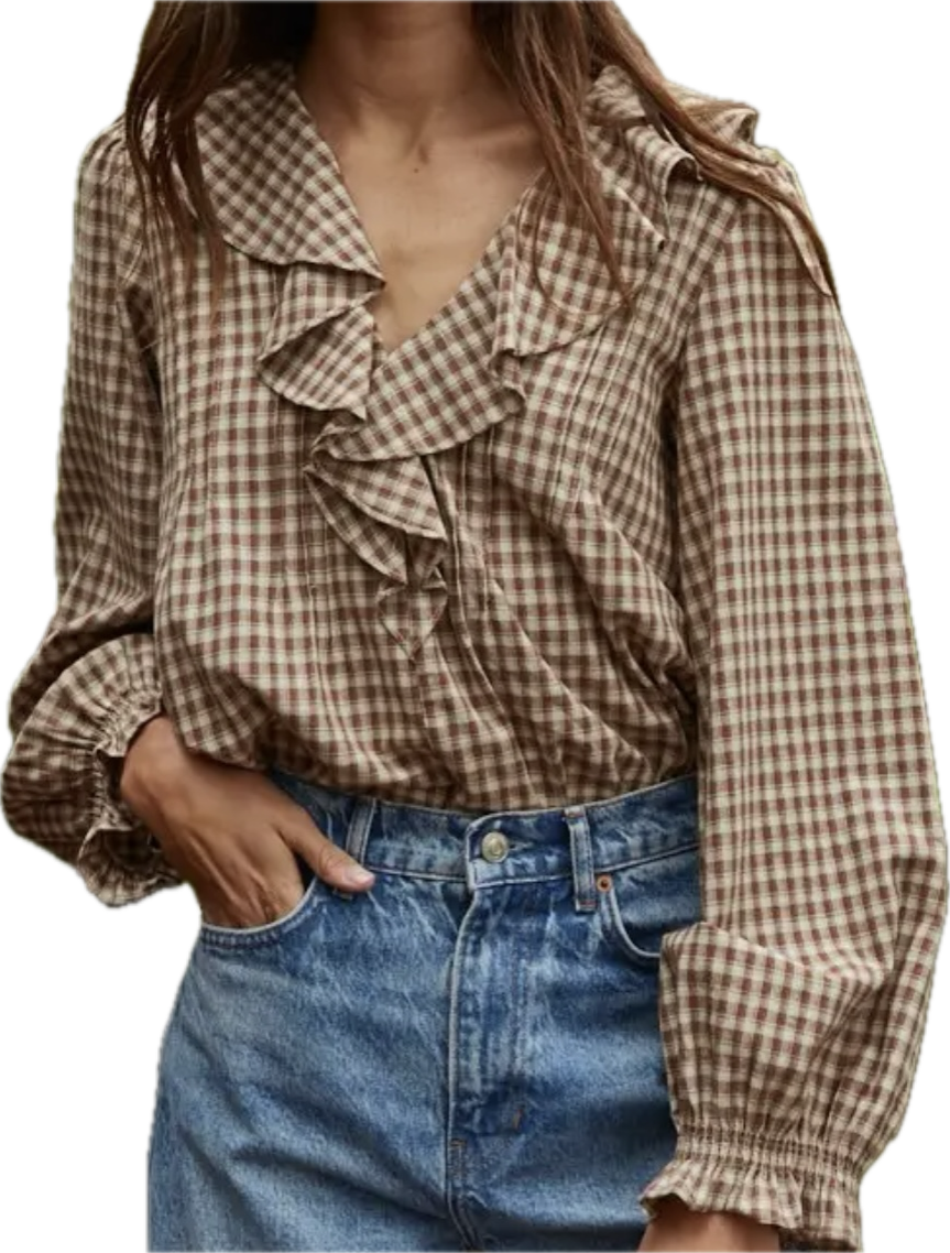 Gingham Ruffled Top