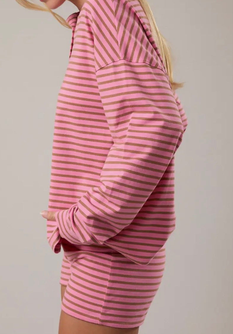 Pink/Brown Striped Tee