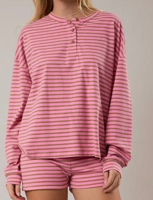 Pink/Brown Striped Tee