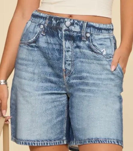 Sweatpant Denim Shorts