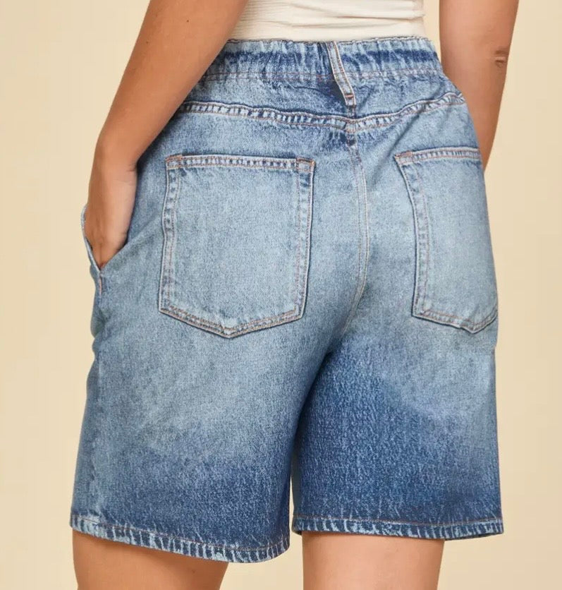 Sweatpant Denim Shorts