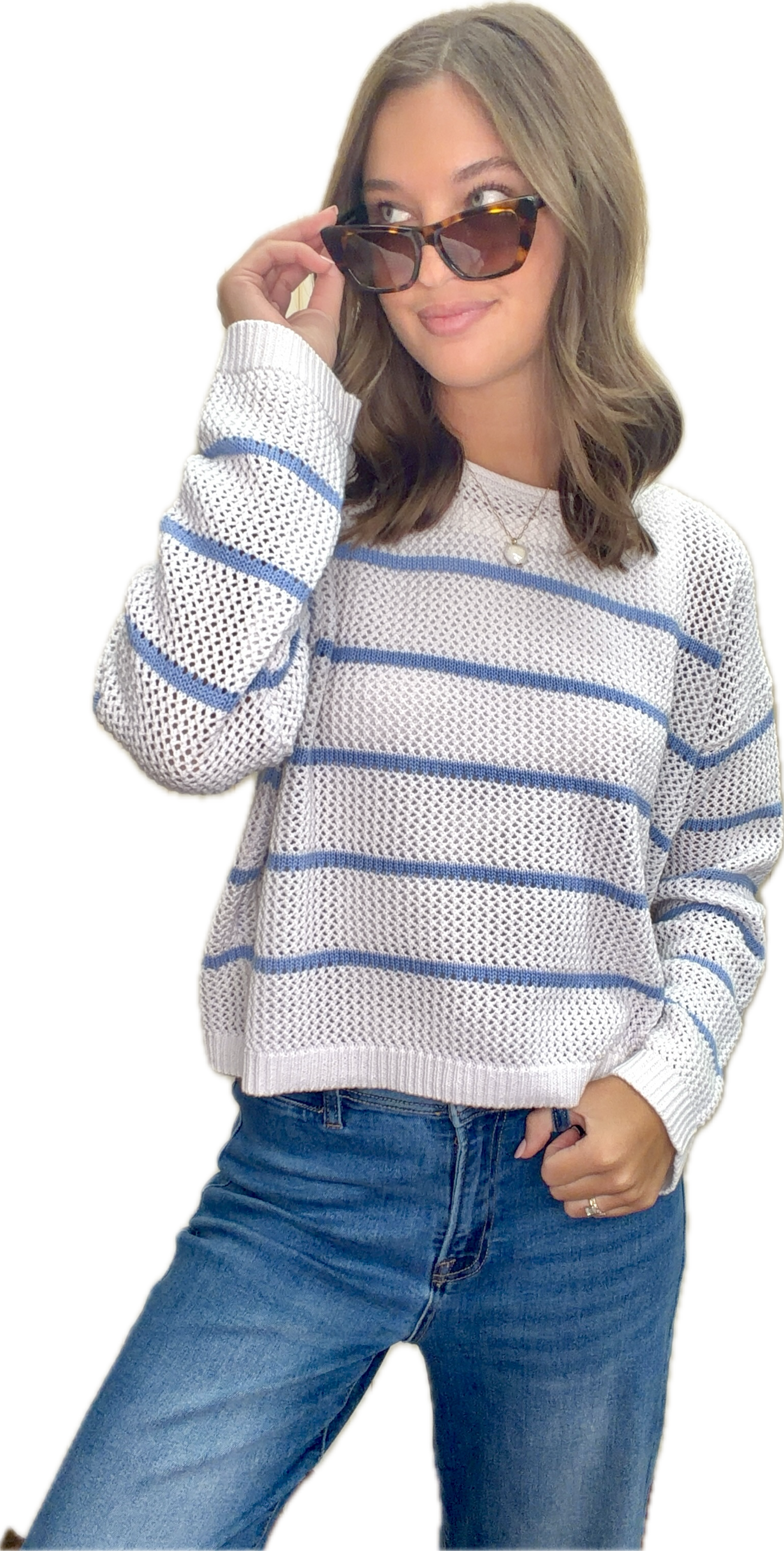 White/Blue Striped Sweater