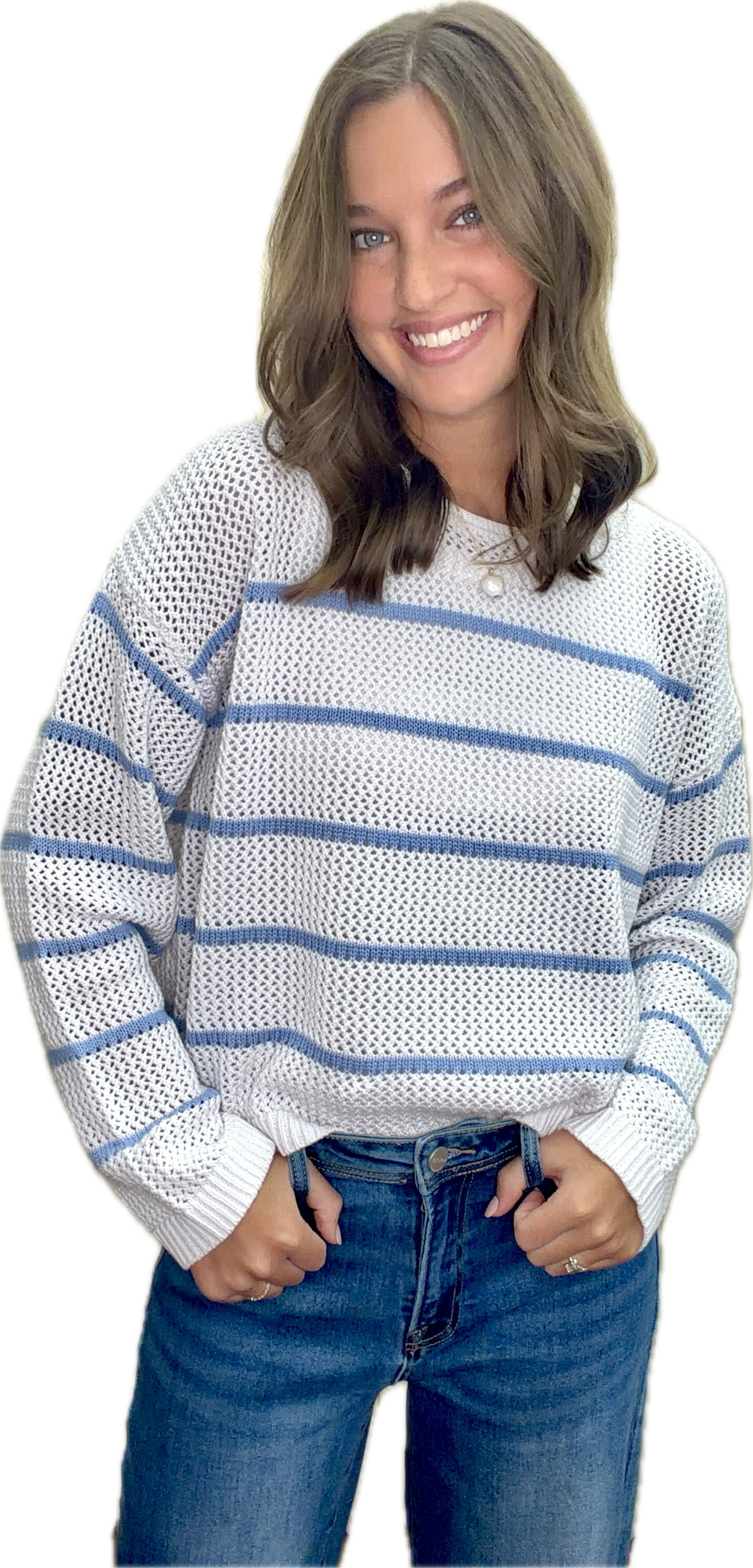 White/Blue Striped Sweater