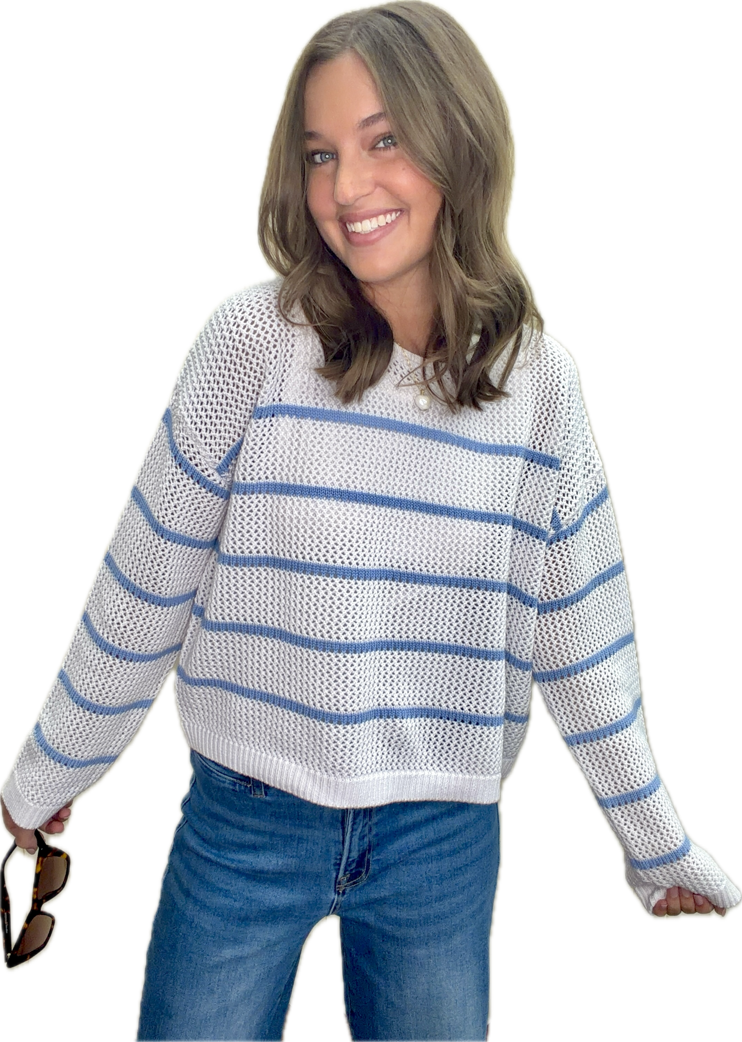 White/Blue Striped Sweater