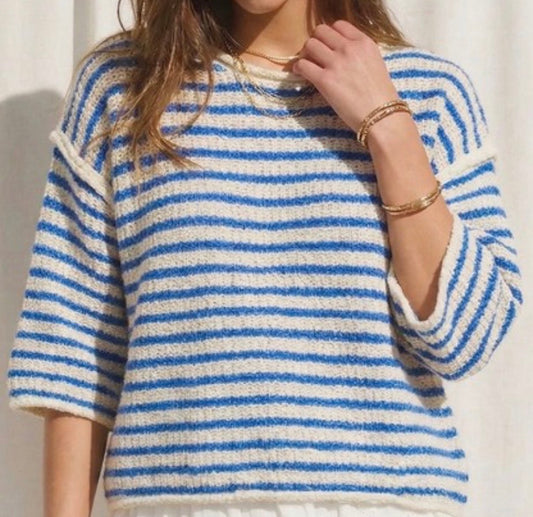 3/4 Sleeve Stripe Top