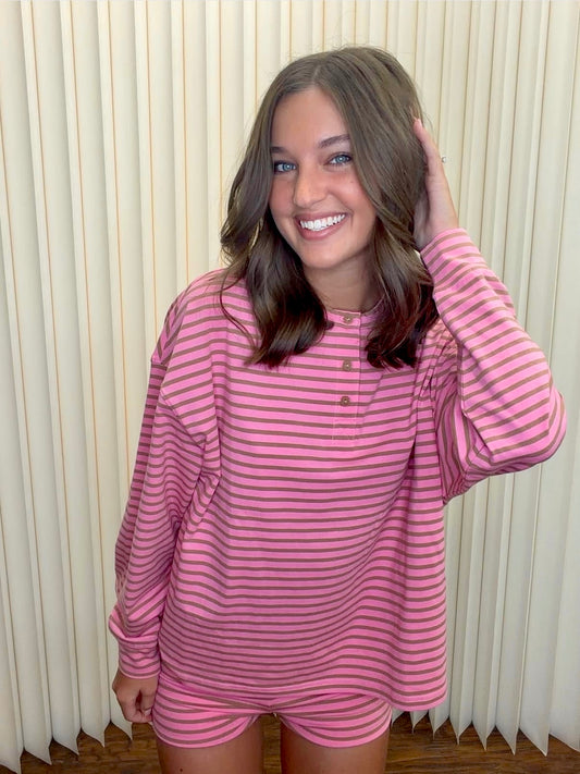 Pink/Brown Striped Tee