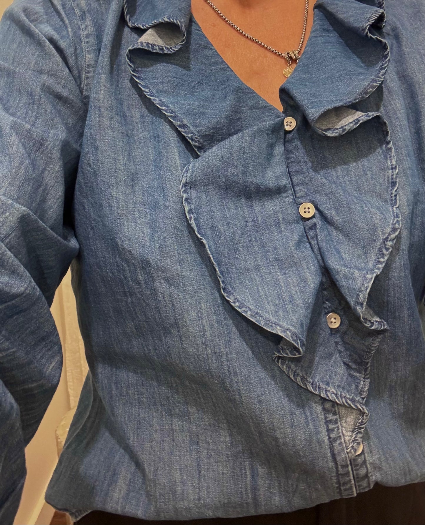 Ruffled Denim Shirt