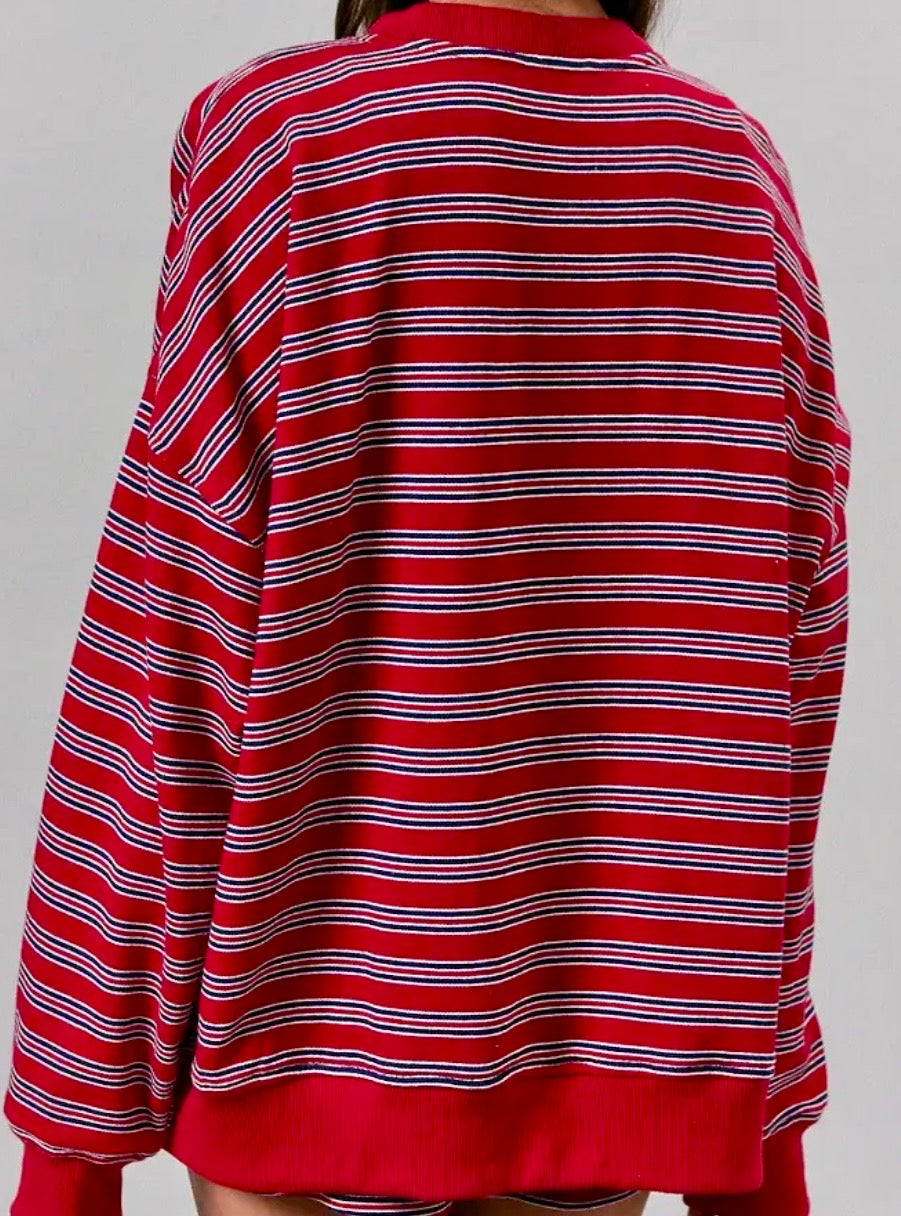 Red Striped Cardigan