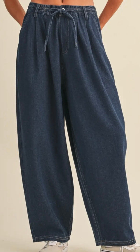 Dark Wash Barrel Jeans