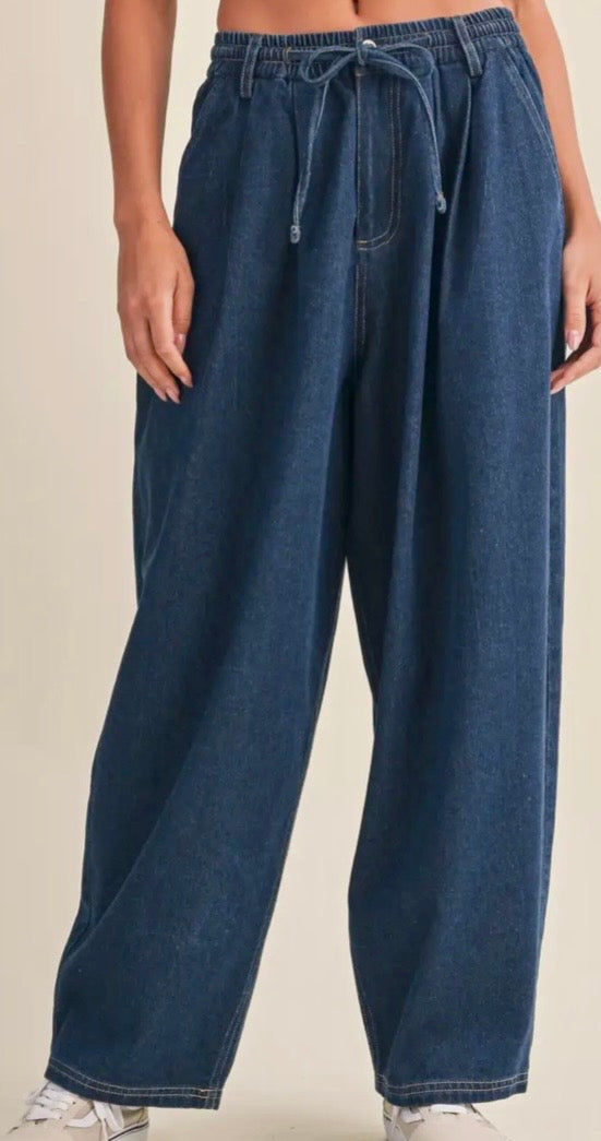 Dark Wash Barrel Jeans