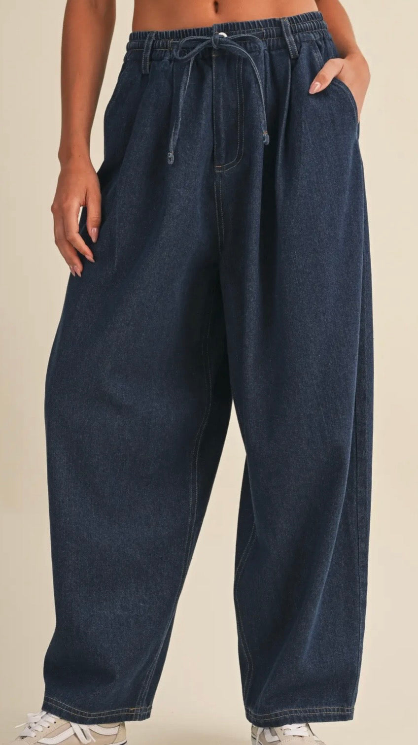 Dark Wash Barrel Jeans