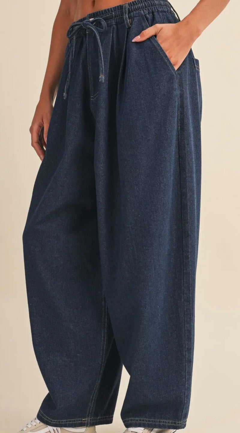 Dark Wash Barrel Jeans