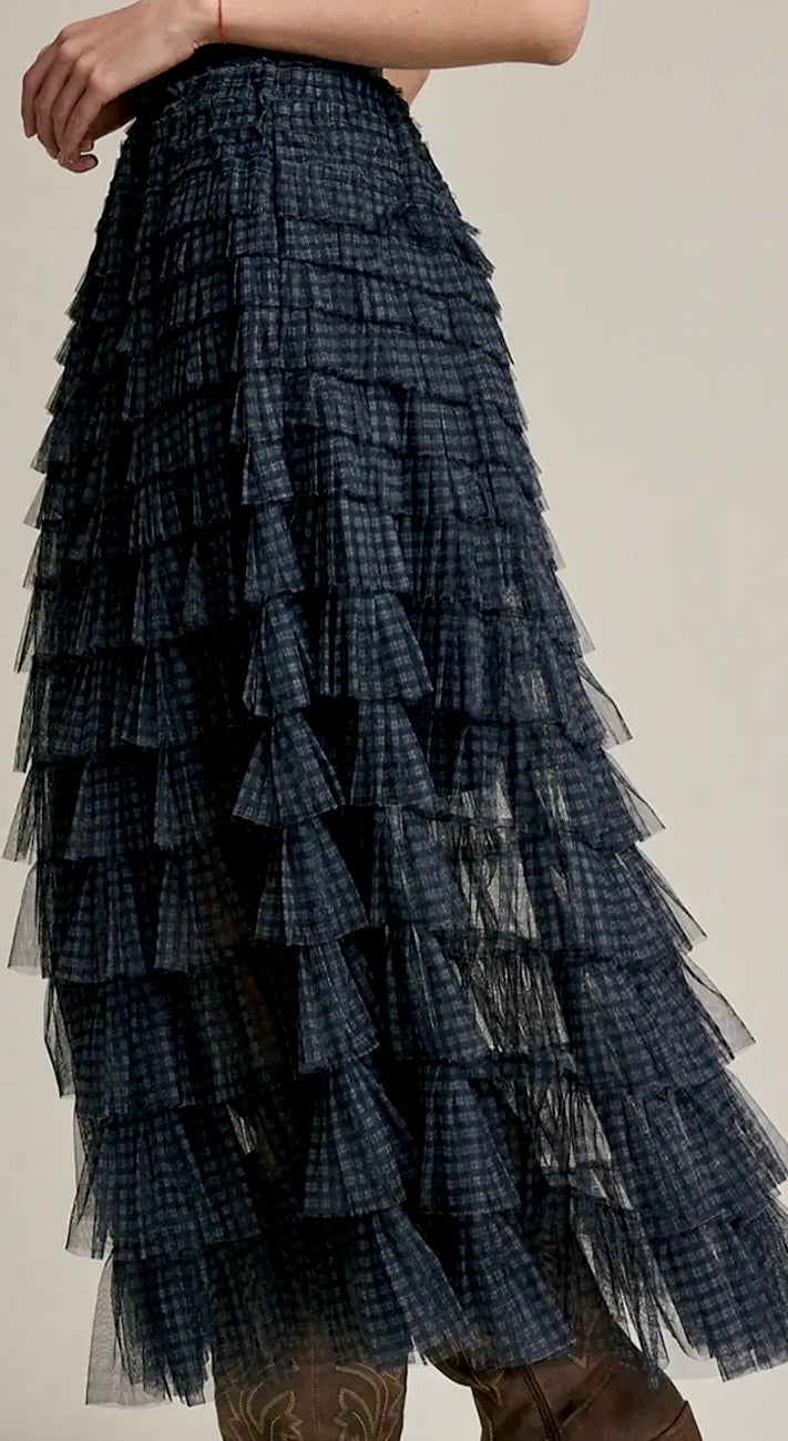 Mesh Ruffled Skirt