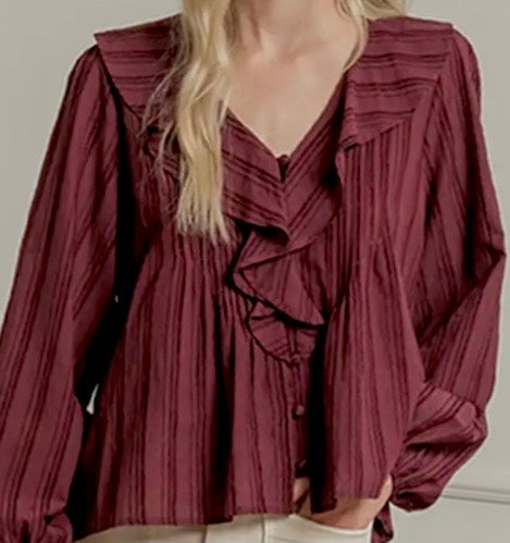 Ruffled Stripe Blouse