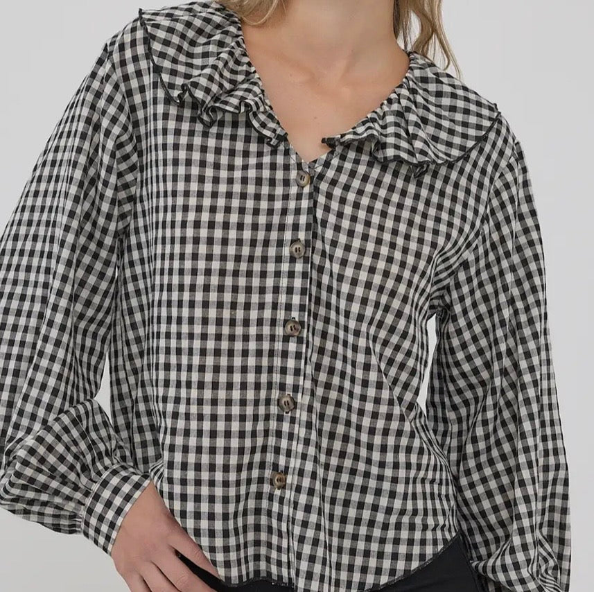 Ruffle Gingham Blouse