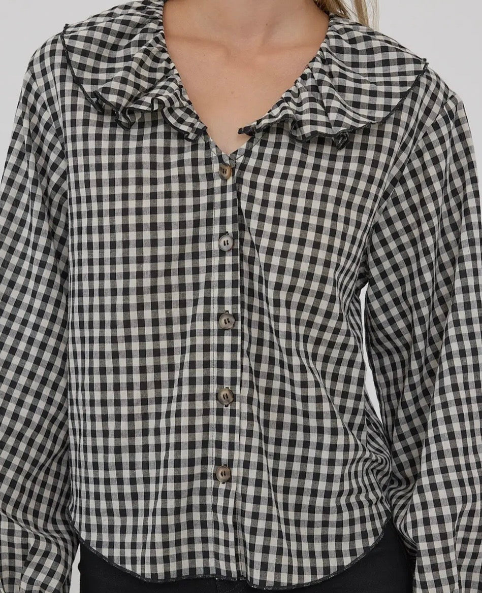 Ruffle Gingham Blouse