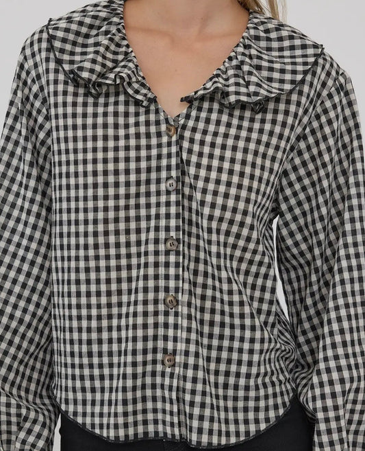 Ruffle Gingham Blouse