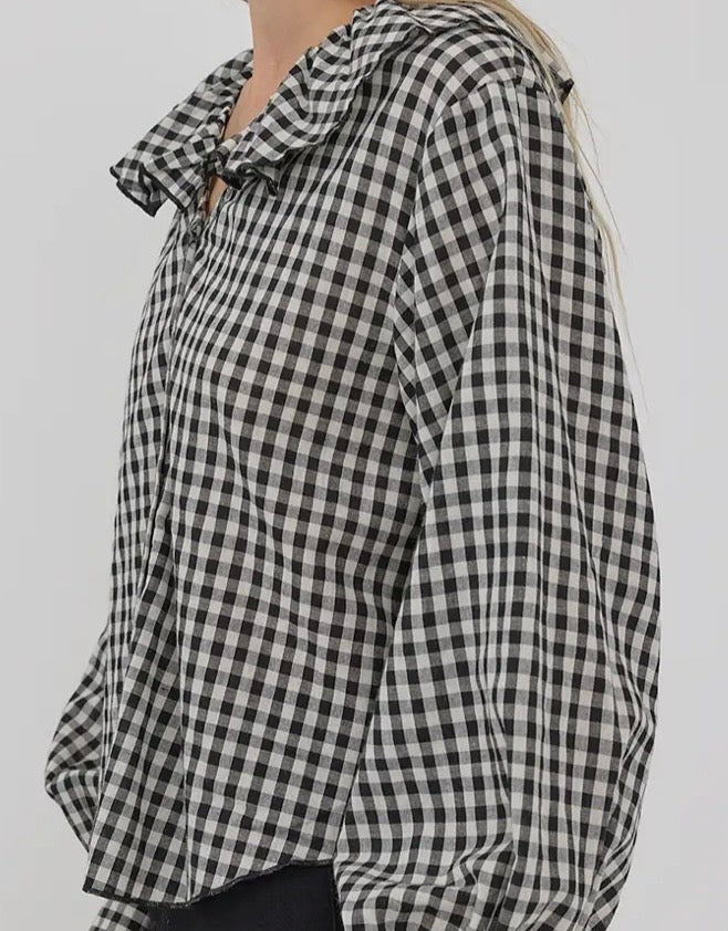 Ruffle Gingham Blouse