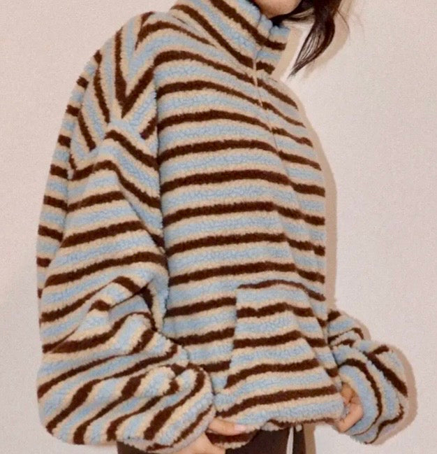Striped Sherpa Pullover