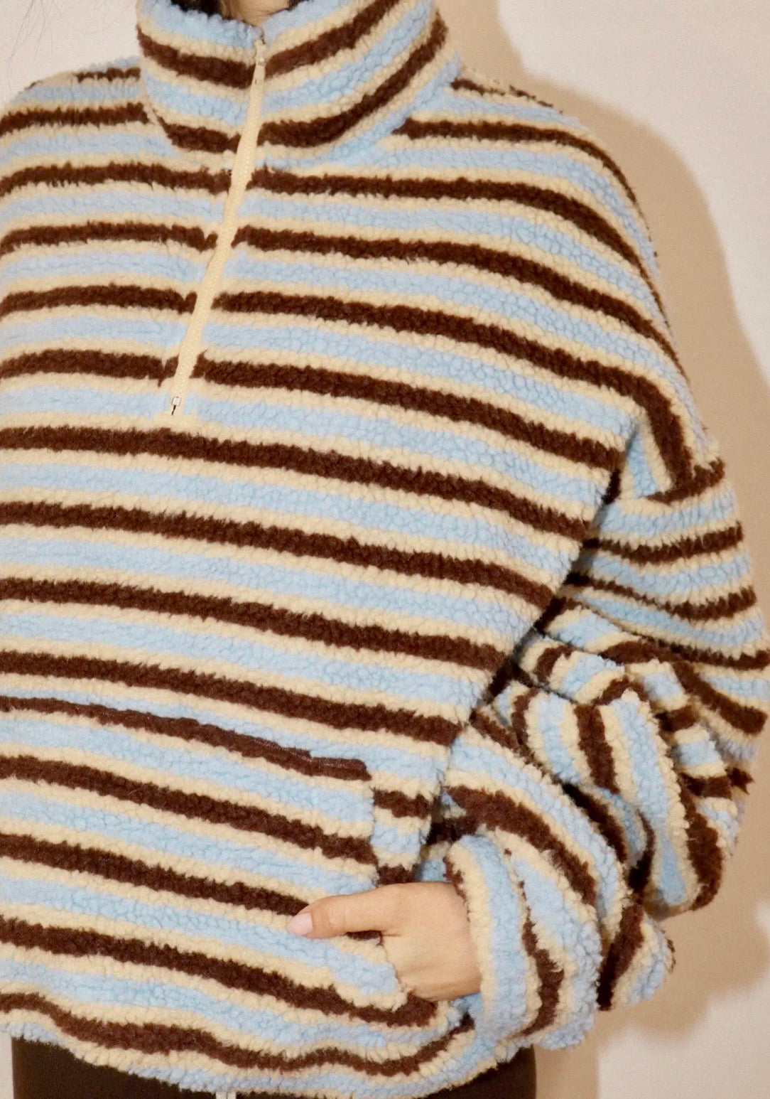 Striped Sherpa Pullover